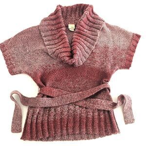 DAYTRIP Cowl Neck Sweater Womens LARGE Purple Pink Short Sleeve Fall